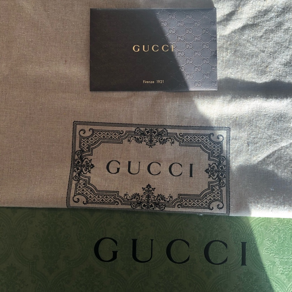 Large Gucci box, shopping bag, and dust bag